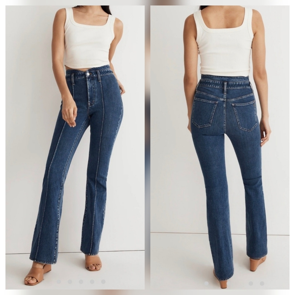 Madewell Skinny Flare High Rise Jeans Wainscot‎ Wash Pintuck Edition